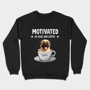 Custom Pug Basic Tee – Motivated By Dogs And Coffee T-Shirt | 89Prints