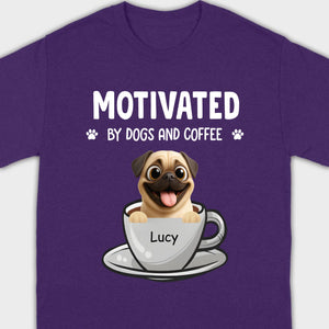 Custom Pug Basic Tee – Motivated By Dogs And Coffee T-Shirt | 89Prints