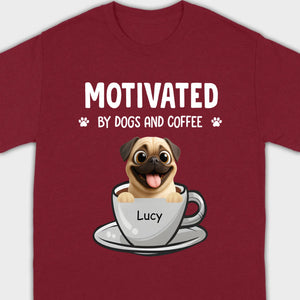 Custom Pug Basic Tee – Motivated By Dogs And Coffee T-Shirt | 89Prints