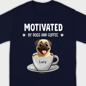 Custom Pug Basic Tee – Motivated By Dogs And Coffee T-Shirt | 89Prints