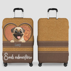 Custom Pug Luggage Cover – Heart Duo Pet Art With Custom Names | 89Prints
