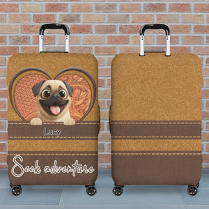 Custom Pug Luggage Cover – Heart Duo Pet Art With Custom Names | 89Prints