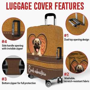Custom Pug Luggage Cover – Heart Duo Pet Art With Custom Names | 89Prints
