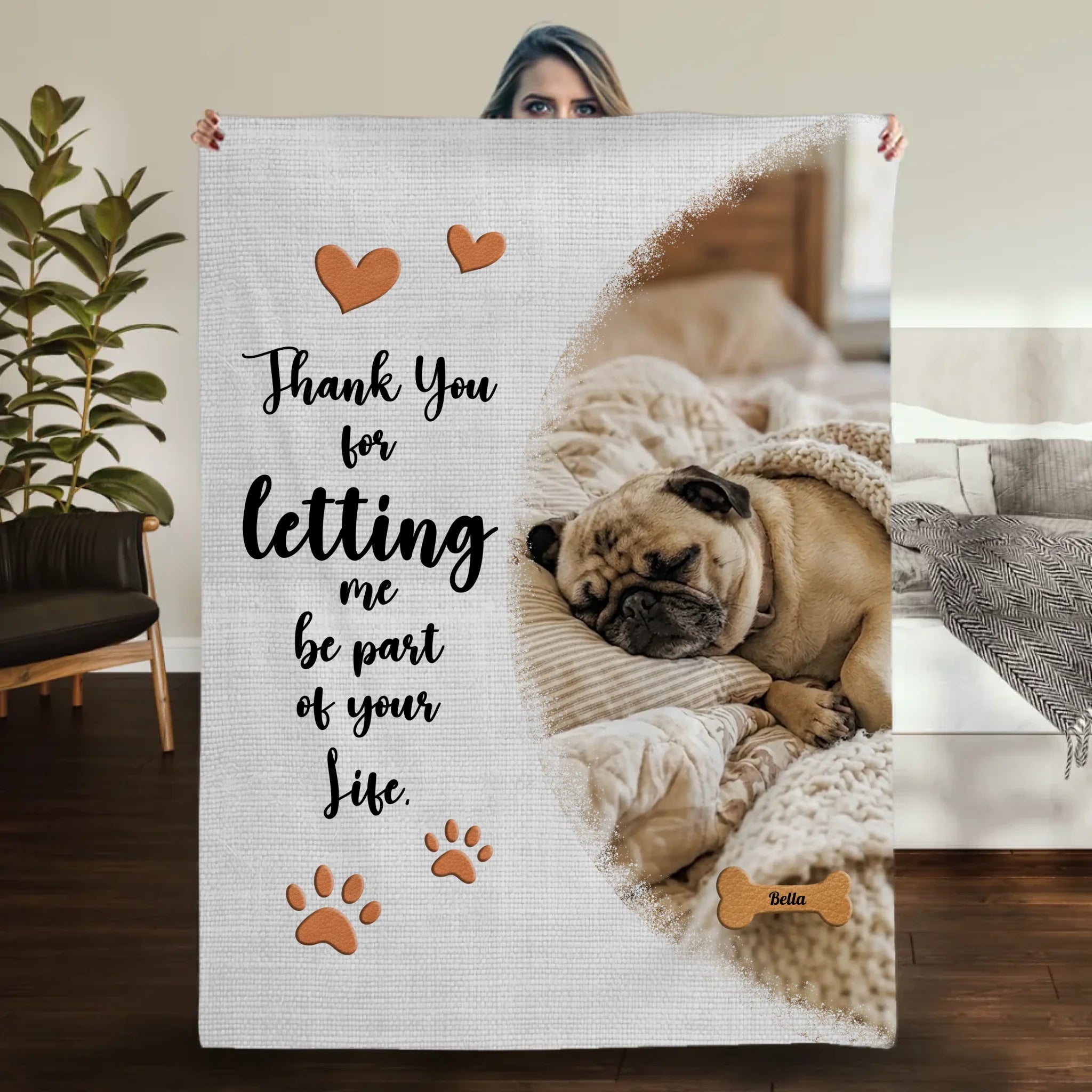 Personalized Pug Lover Blanket With Name - Thank You For Letting Me Be Part Of Your Life | 89Prints