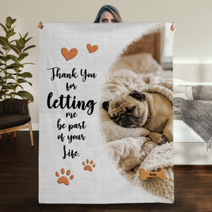Personalized Pug Lover Blanket With Name - Thank You For Letting Me Be Part Of Your Life | 89Prints