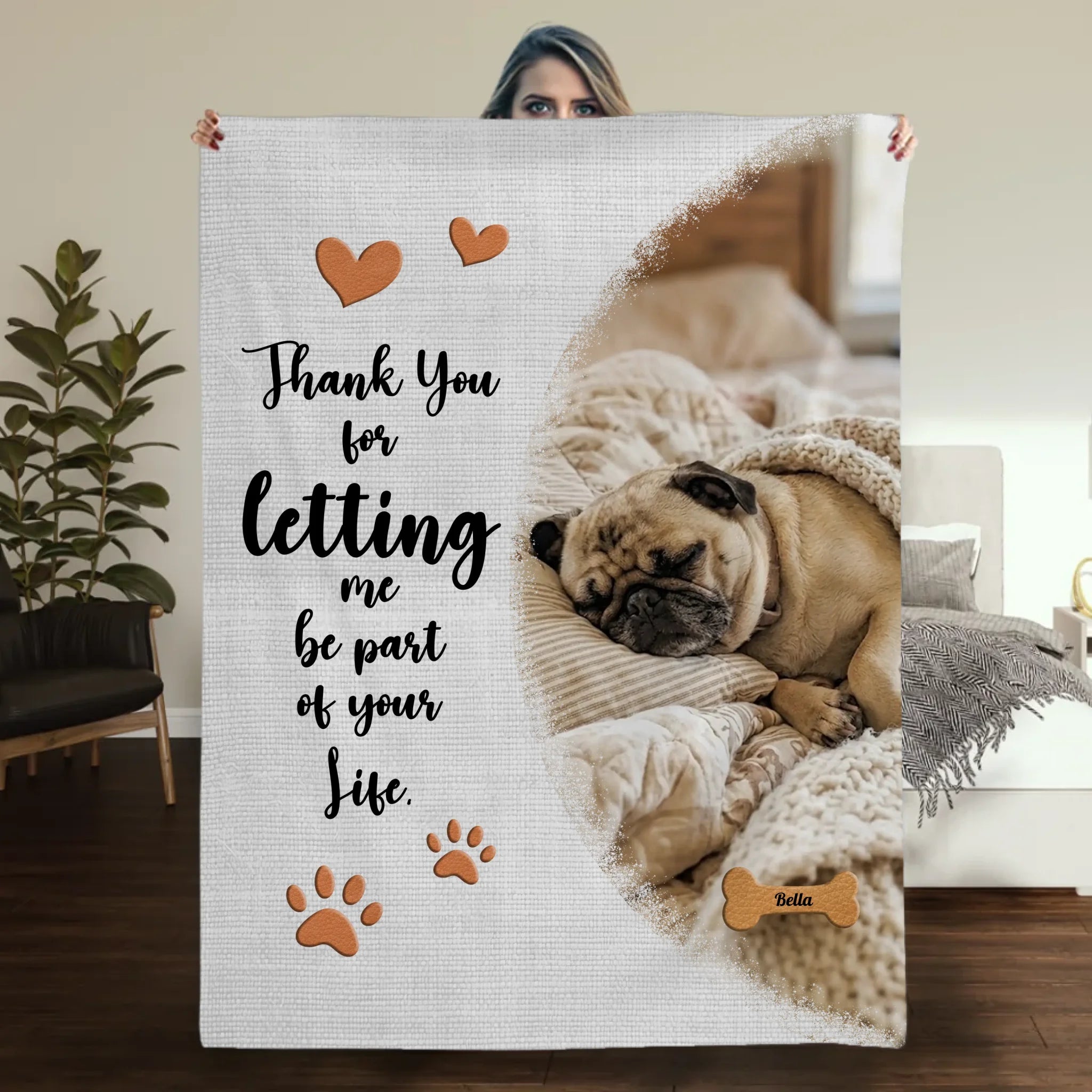 Personalized Pug Lover Blanket With Name - Thank You For Letting Me Be Part Of Your Life | 89Prints