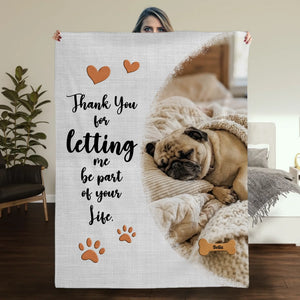Personalized Pug Lover Blanket With Name - Thank You For Letting Me Be Part Of Your Life | 89Prints