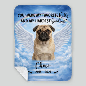 Personalized Pug Memorial Blanket - Custom Photo Remembrance With Rainbow Bridge | 89Prints