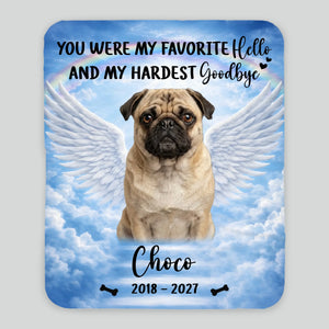 Personalized Pug Memorial Blanket - Custom Photo Remembrance With Rainbow Bridge | 89Prints