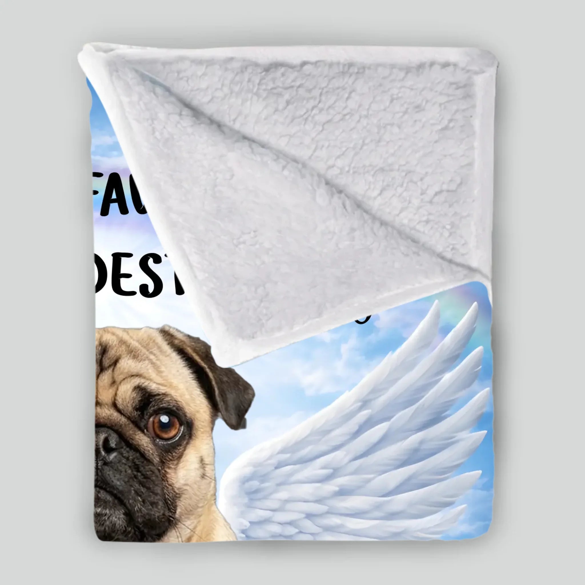 Personalized Pug Memorial Blanket - Custom Photo Remembrance With Rainbow Bridge | 89Prints