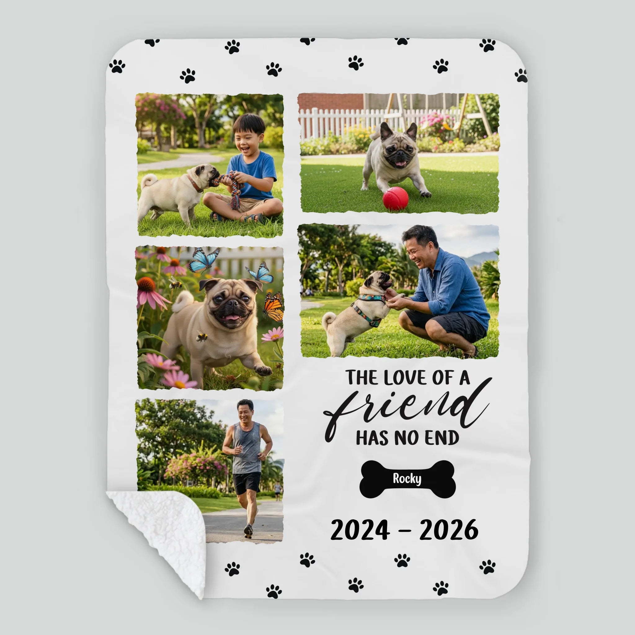 Custom Pug Lover Blanket - In Loving Memory Pet Tribute, 