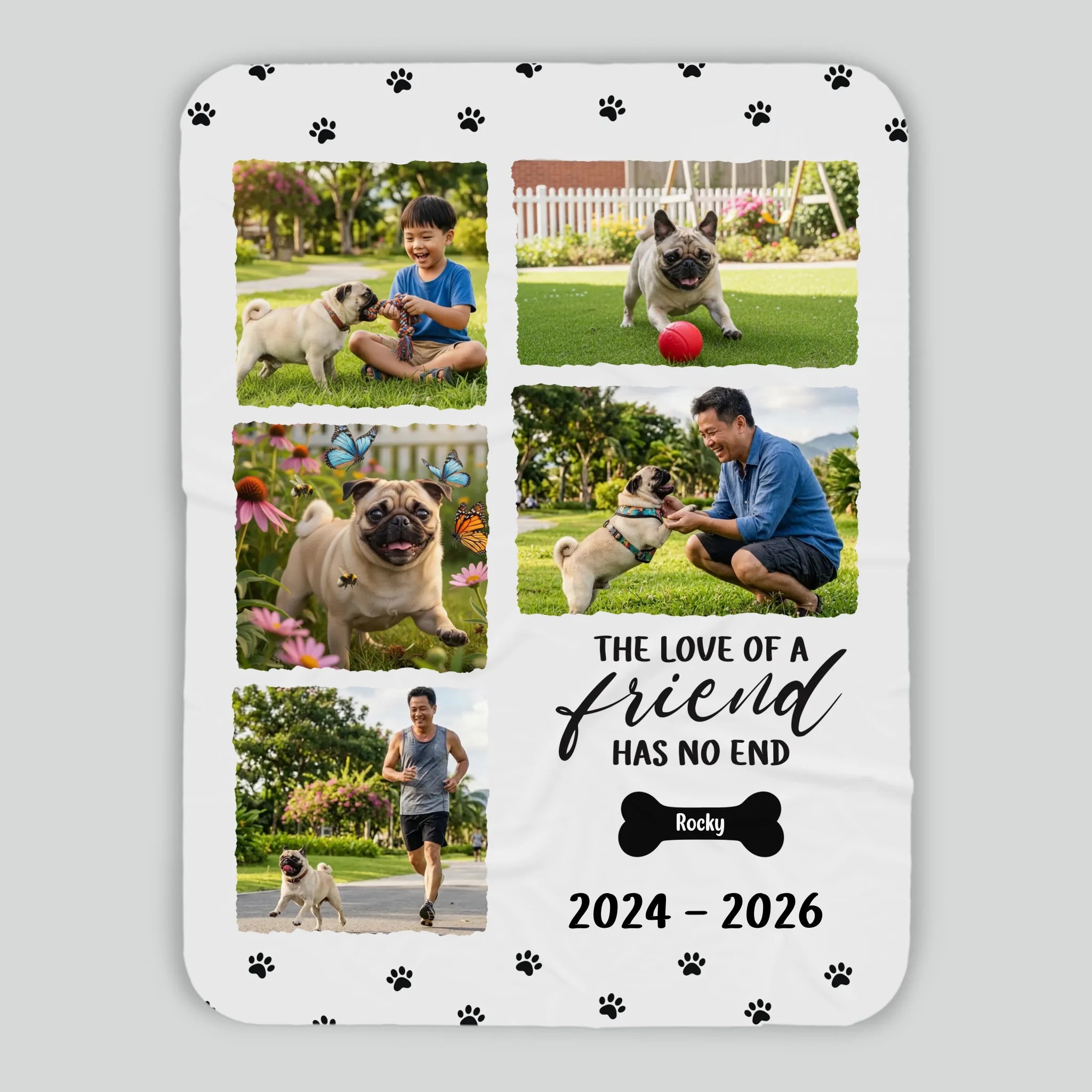 Custom Pug Lover Blanket - In Loving Memory Pet Tribute, 
