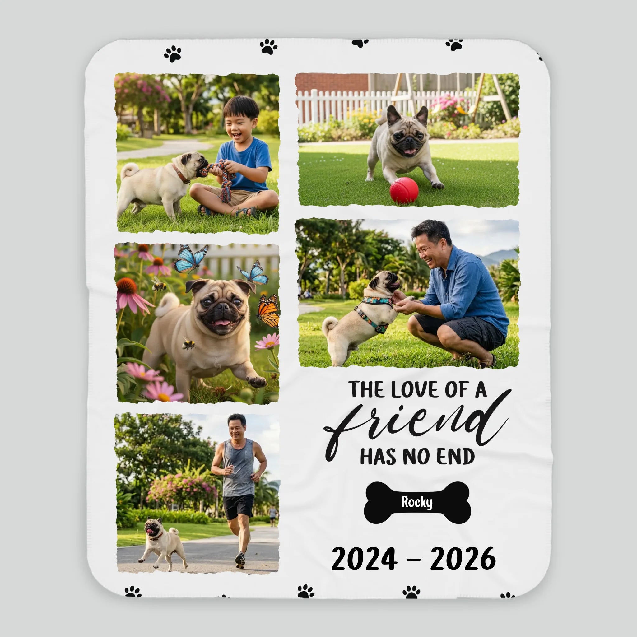 Custom Pug Lover Blanket - In Loving Memory Pet Tribute, 
