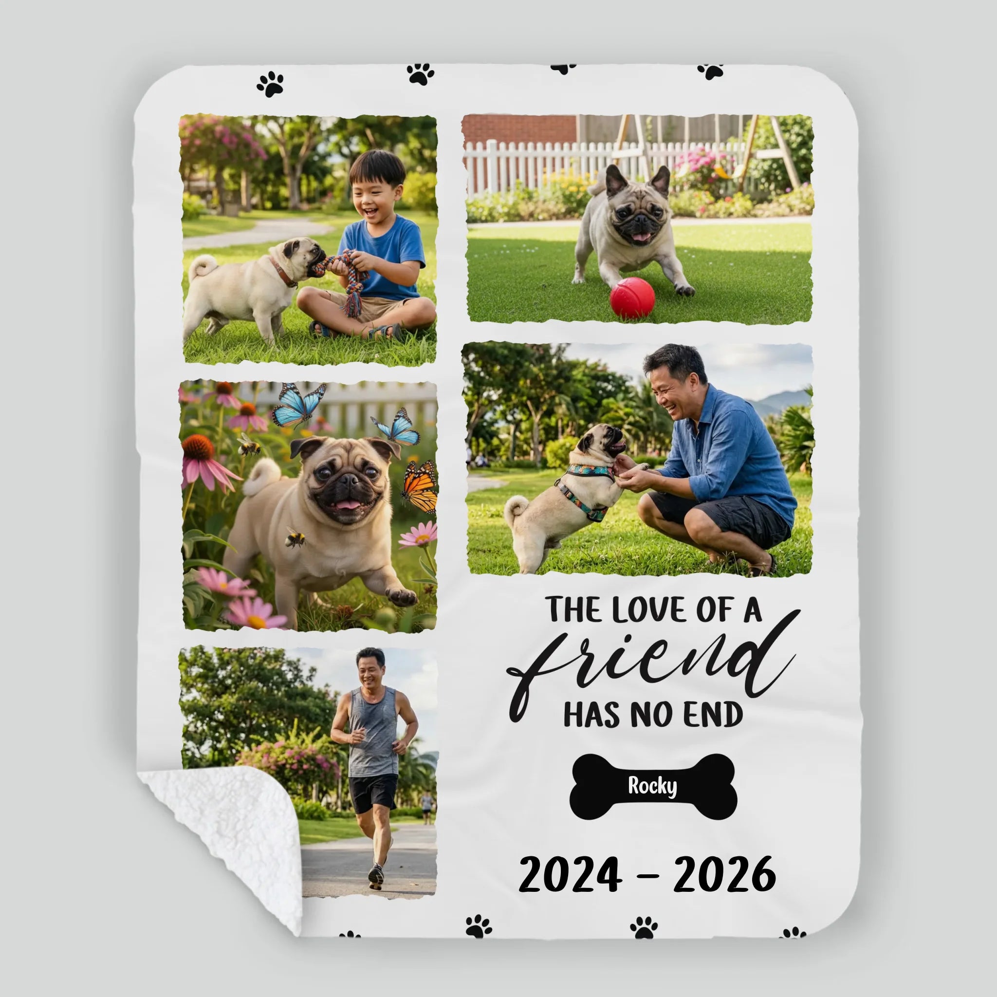 Custom Pug Lover Blanket - In Loving Memory Pet Tribute, 