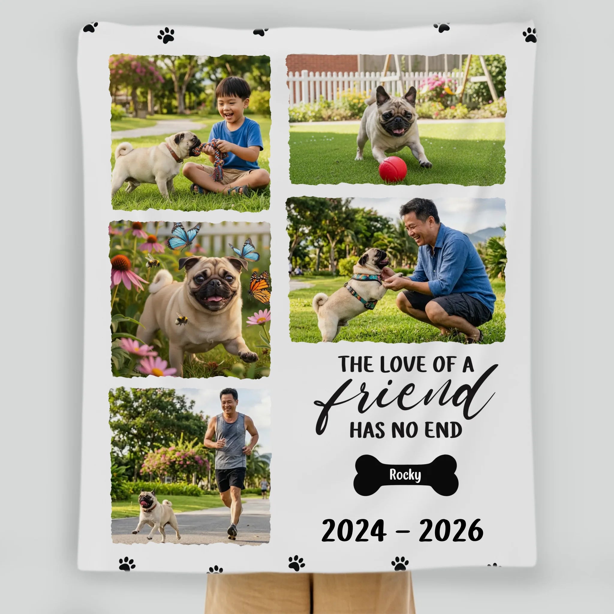 Custom Pug Lover Blanket - In Loving Memory Pet Tribute, 