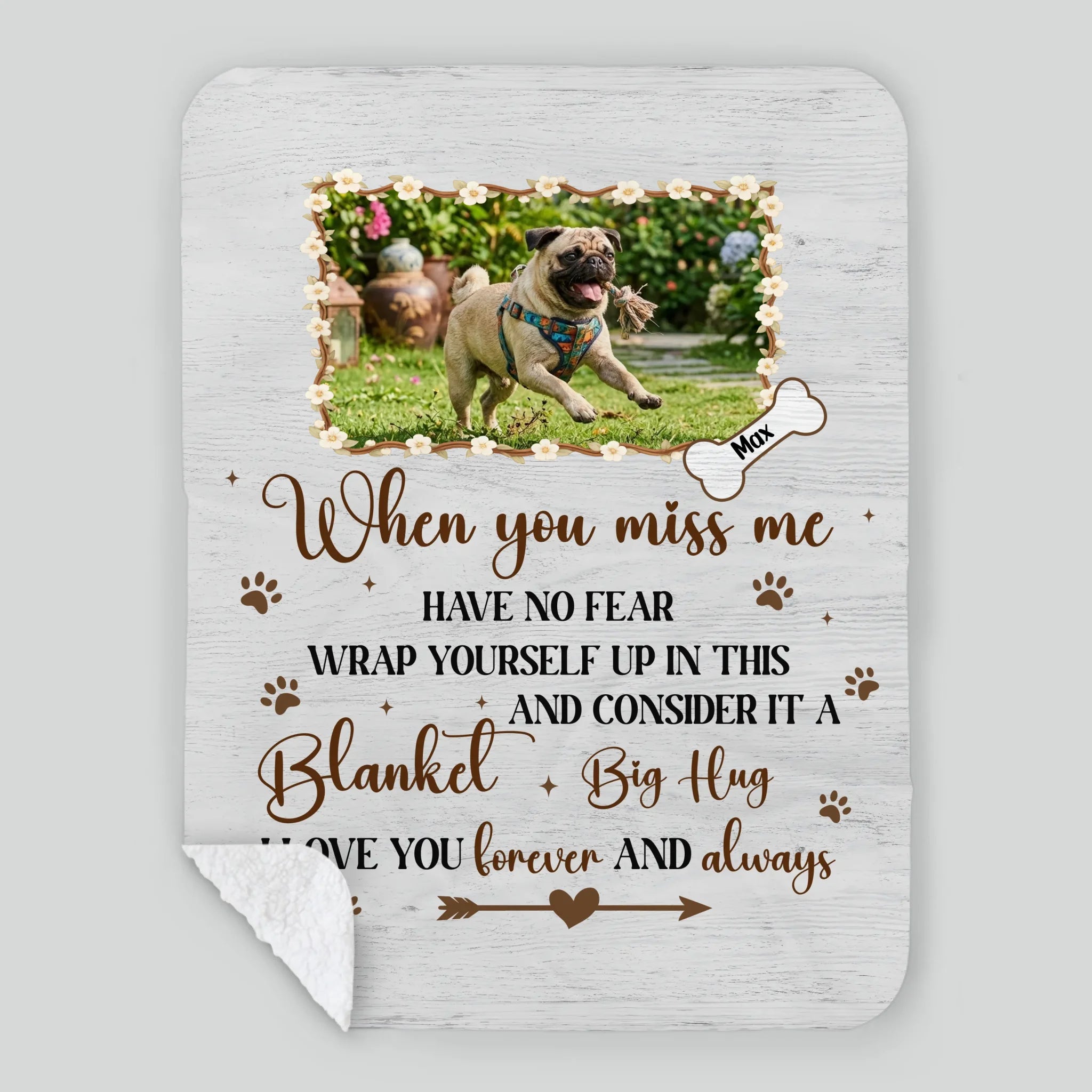 Custom Pug Lover Blanket With Picture - When You Miss Me, Have No Fear Gift | 89Prints