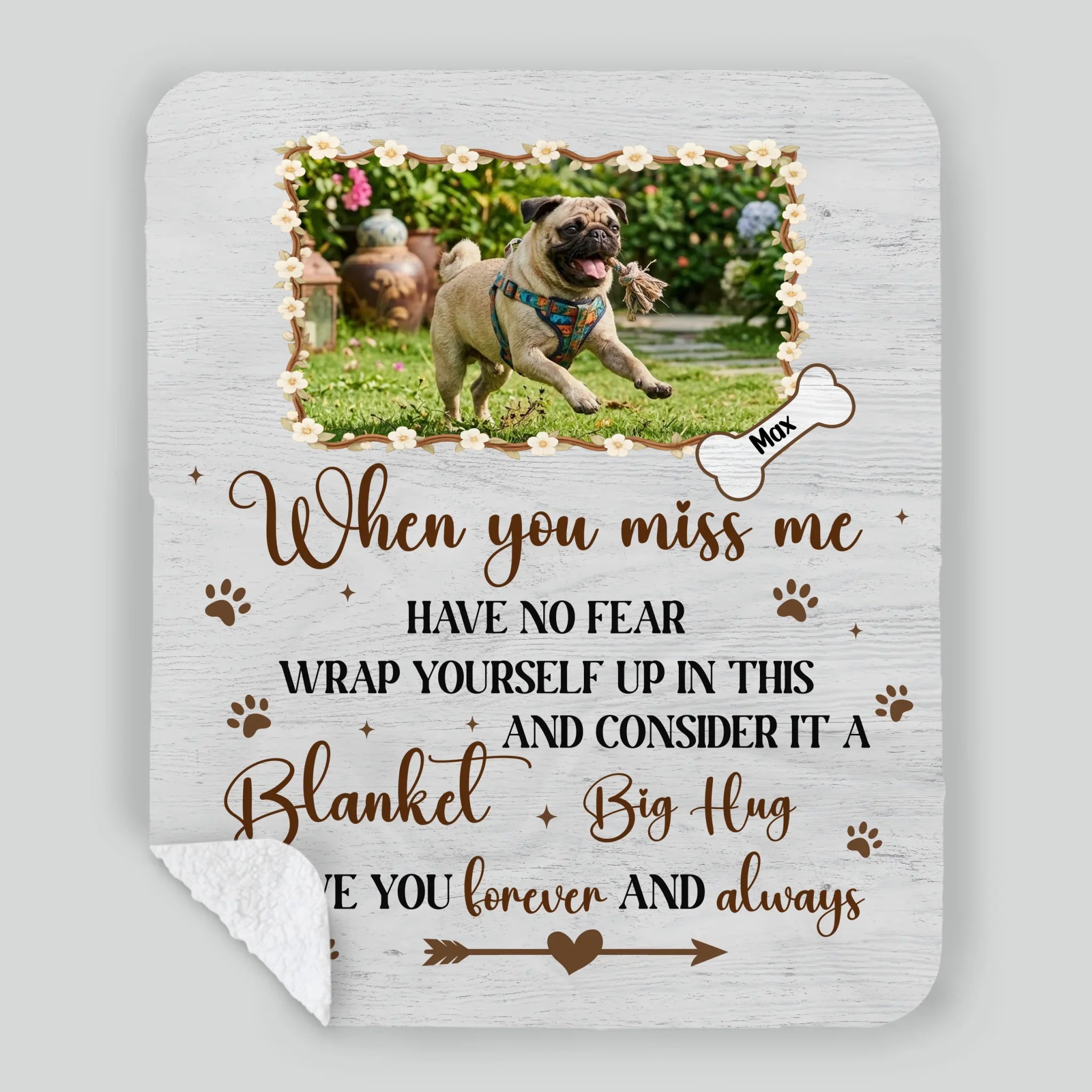 Custom Pug Lover Blanket With Picture - When You Miss Me, Have No Fear Gift | 89Prints