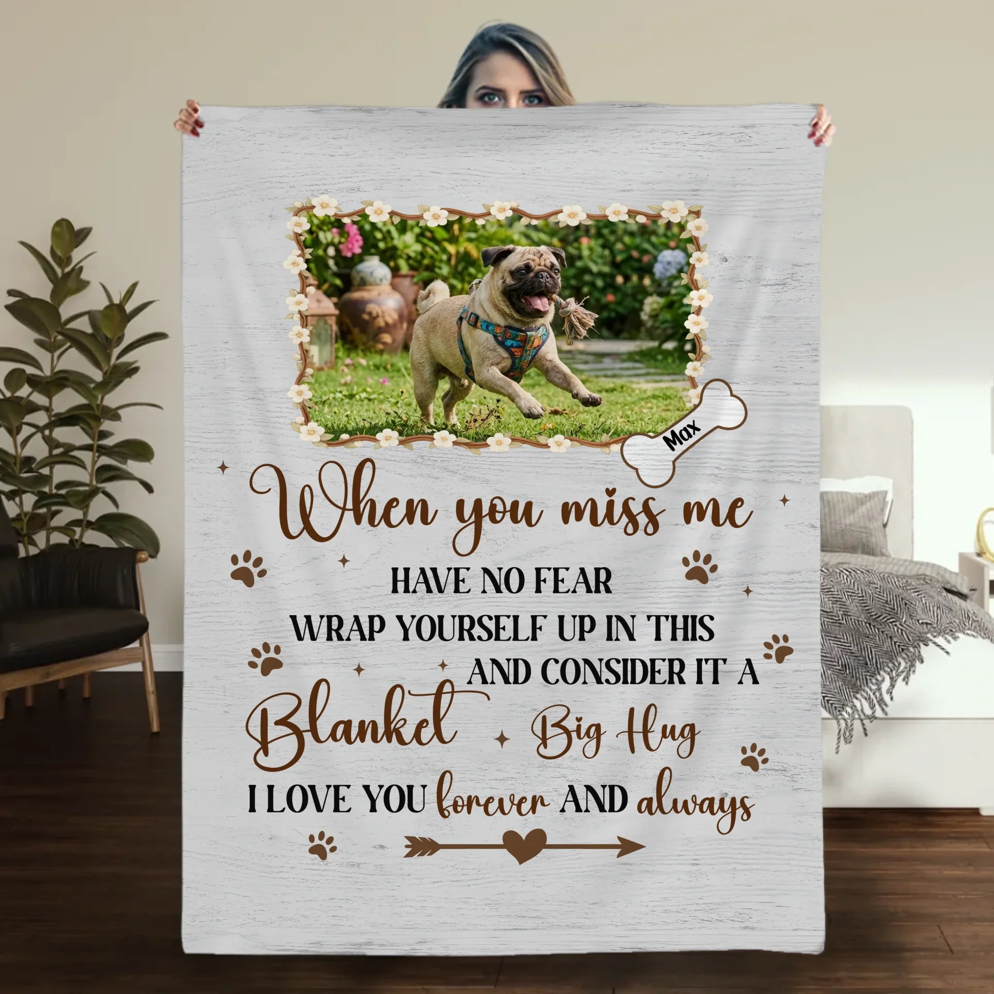 Custom Pug Lover Blanket With Picture - When You Miss Me, Have No Fear Gift | 89Prints