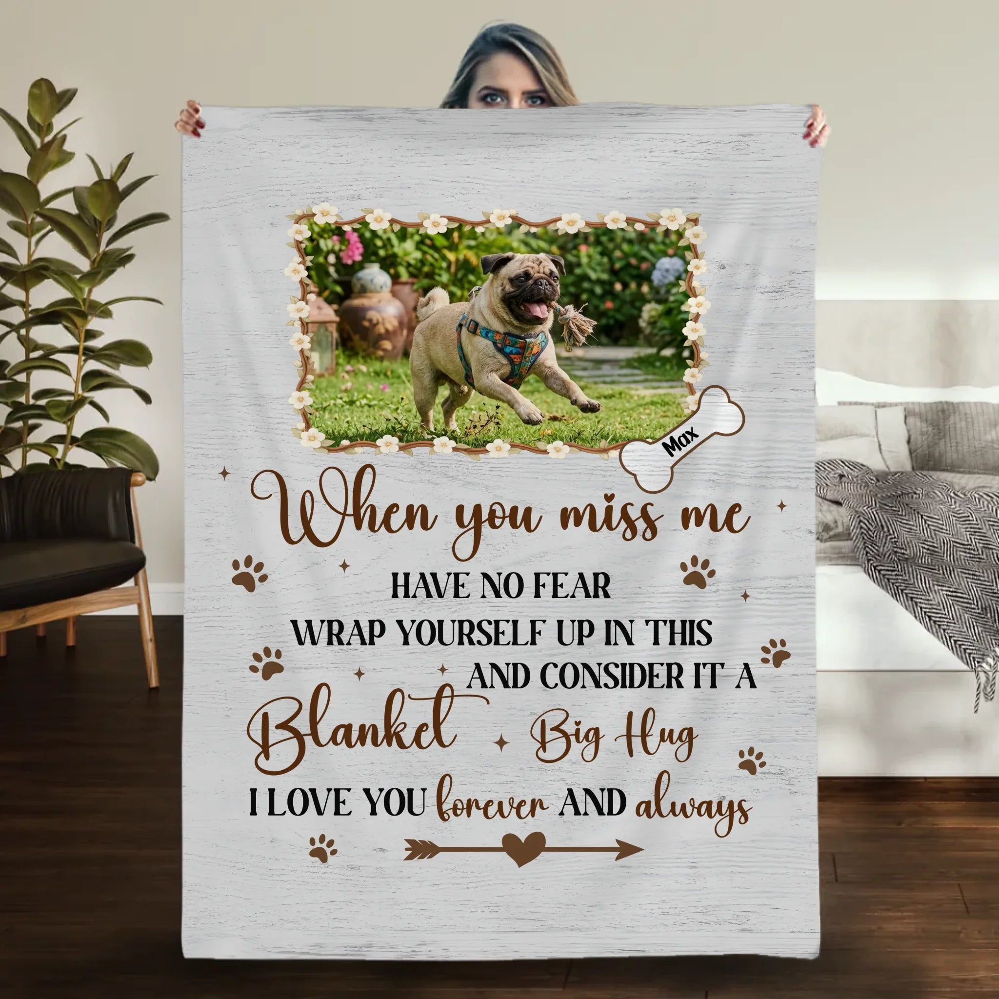 Custom Pug Lover Blanket With Picture - When You Miss Me, Have No Fear Gift | 89Prints