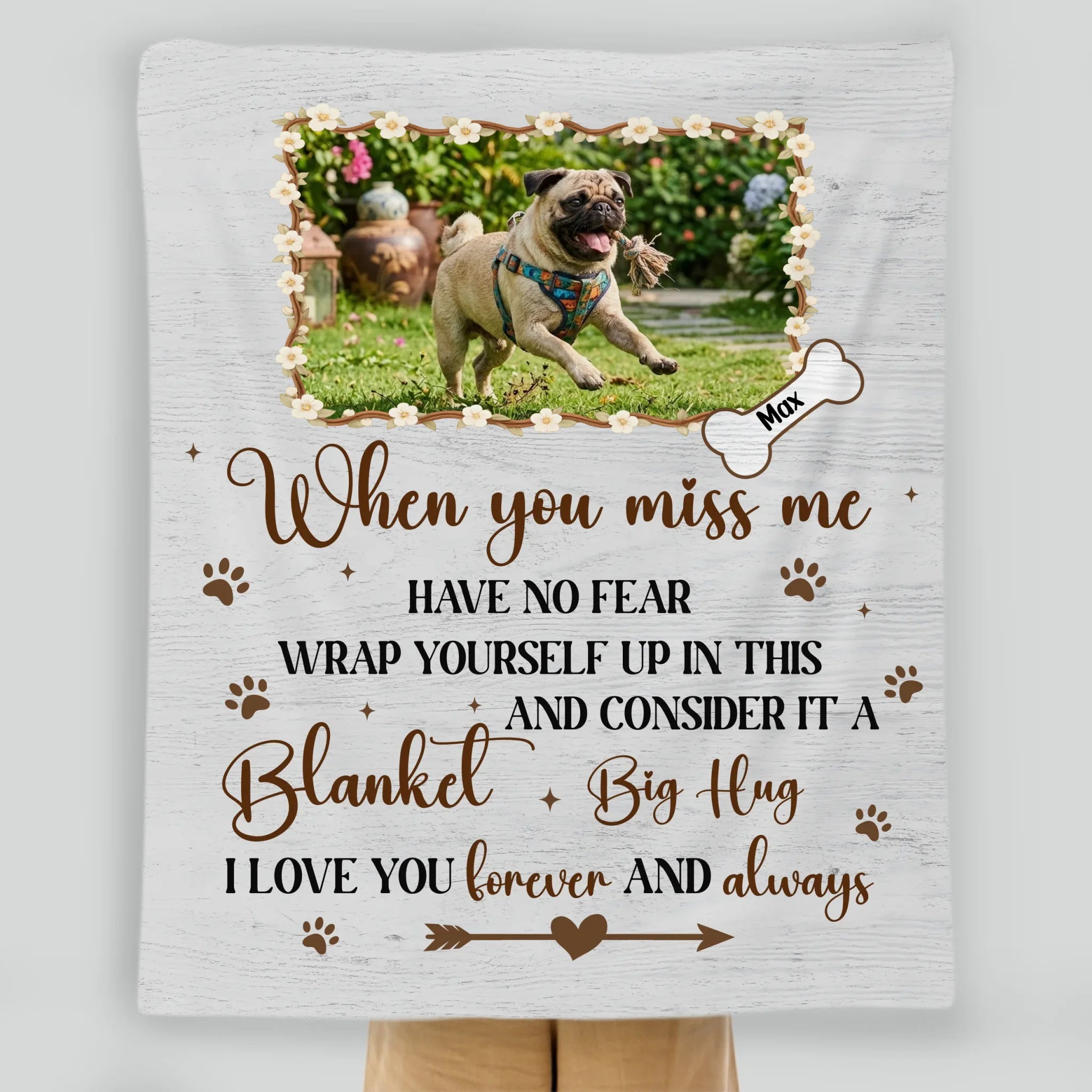 Custom Pug Lover Blanket With Picture - When You Miss Me, Have No Fear Gift | 89Prints
