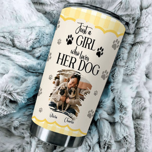 Custom Pug Lover Tumbler – Just A Girl Who Loves Her Dog Personalized Picture | 89Prints