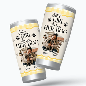 Custom Pug Lover Tumbler – Just A Girl Who Loves Her Dog Personalized Picture | 89Prints