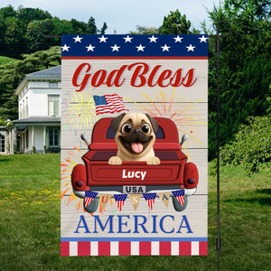 Custom Pug Garden Flag – Bless America With Your Dog’s Name | 89Prints