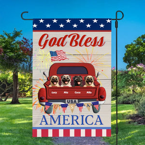 Custom Pug Garden Flag – Bless America With Your Dog’s Name | 89Prints