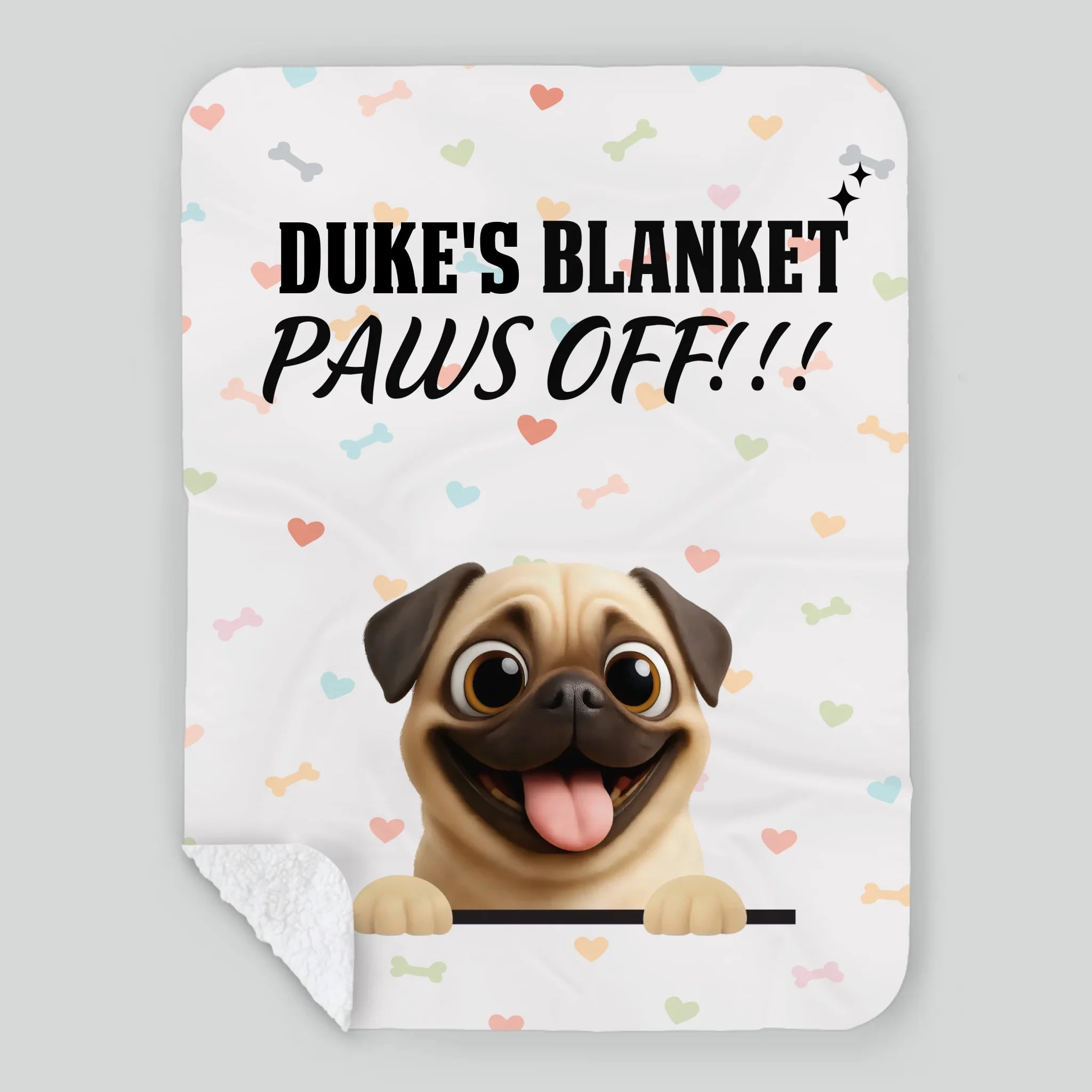 Personalized Pug Blanket - Funny Paws Off Dog Lover Gift With Names | 89Prints