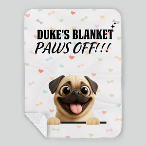 Personalized Pug Blanket - Funny Paws Off Dog Lover Gift With Names | 89Prints