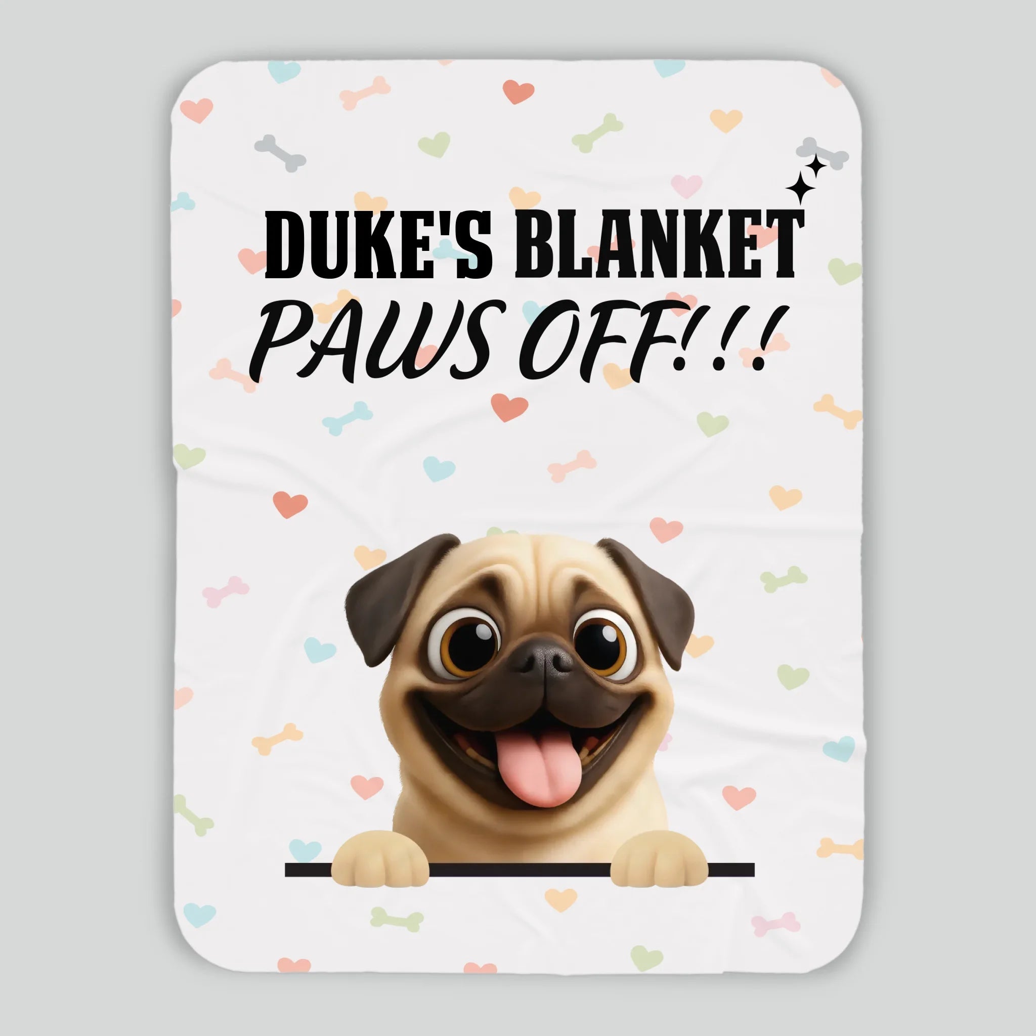 Personalized Pug Blanket - Funny Paws Off Dog Lover Gift With Names | 89Prints