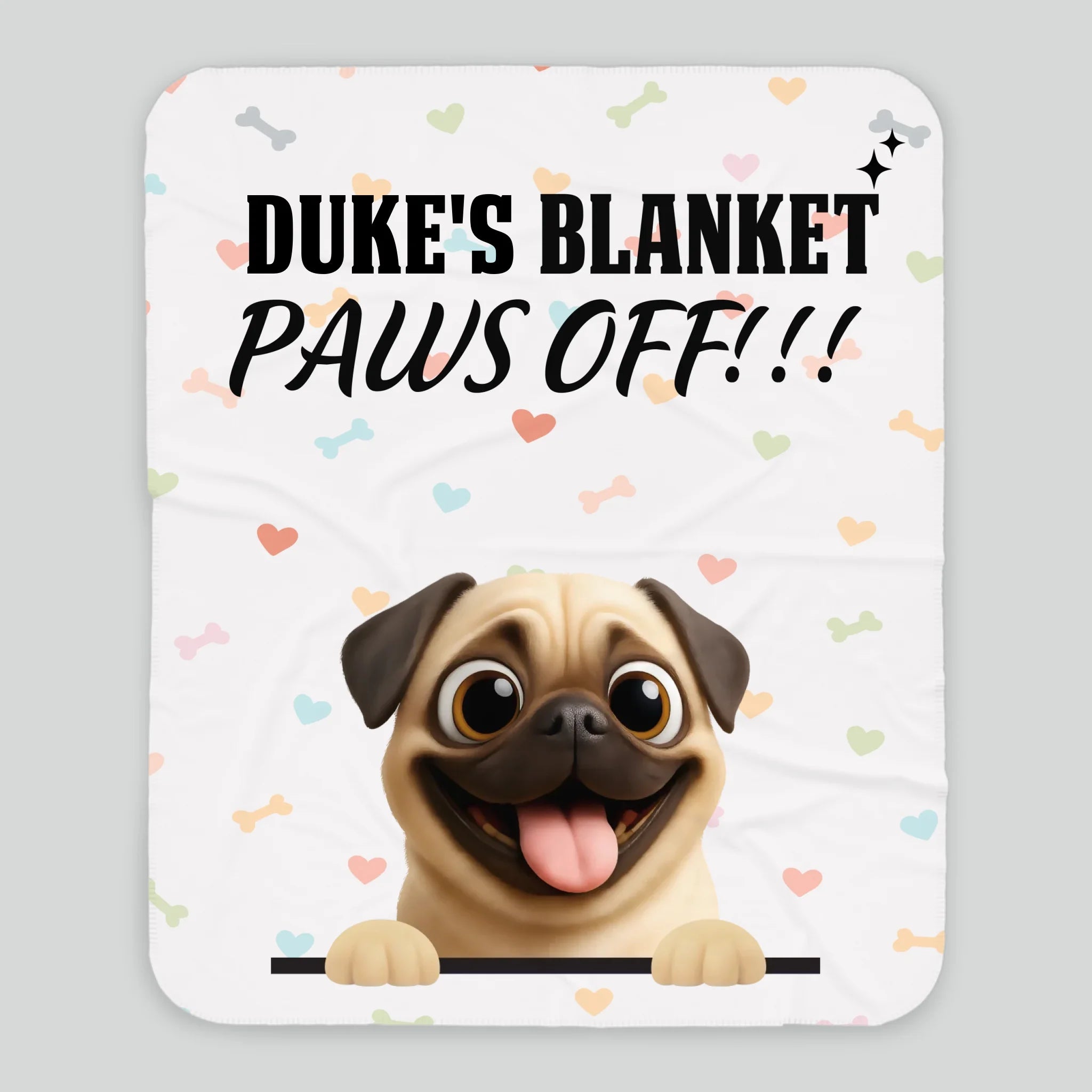 Personalized Pug Blanket - Funny Paws Off Dog Lover Gift With Names | 89Prints