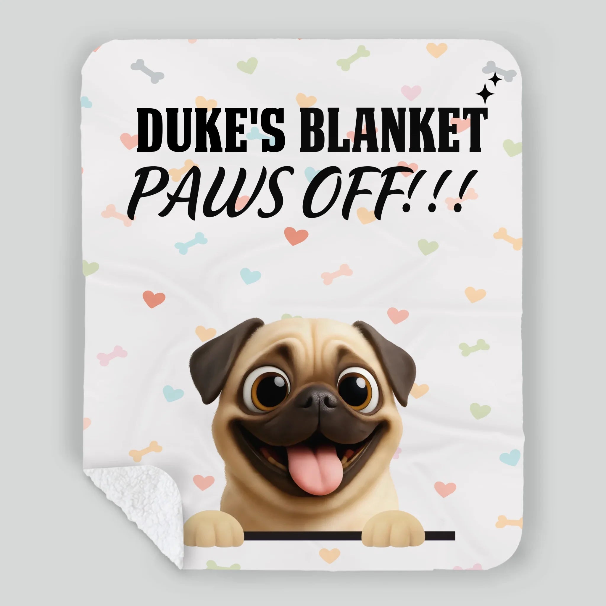 Personalized Pug Blanket - Funny Paws Off Dog Lover Gift With Names | 89Prints