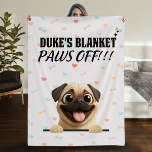 Personalized Pug Blanket - Funny Paws Off Dog Lover Gift With Names | 89Prints