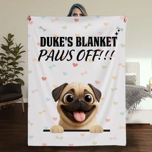 Personalized Pug Blanket - Funny Paws Off Dog Lover Gift With Names | 89Prints