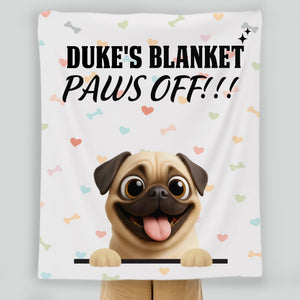 Personalized Pug Blanket - Funny Paws Off Dog Lover Gift With Names | 89Prints