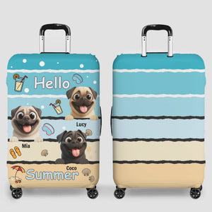 Personalized Pug Luggage Cover - Beach Hello Pup Gift For Dog Owners | 89Prints