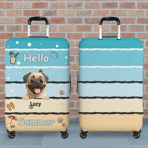 Personalized Pug Luggage Cover - Beach Hello Pup Gift For Dog Owners | 89Prints