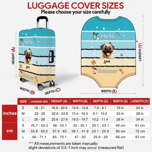 Personalized Pug Luggage Cover - Beach Hello Pup Gift For Dog Owners | 89Prints