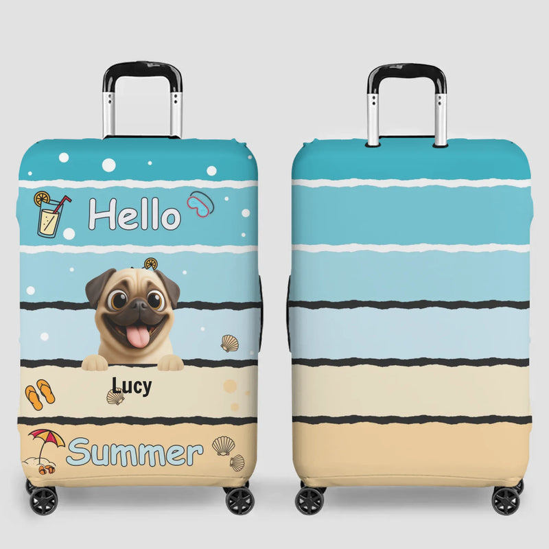 Personalized Pug Luggage Cover - Beach Hello Pup Gift For Dog Owners | 89Prints