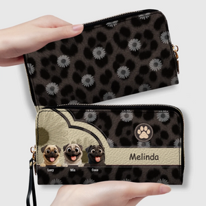 Personalized Pug Wallet - Custom Pet Illustration Leather Purse | 89Prints