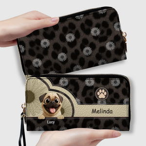 Personalized Pug Wallet - Custom Pet Illustration Leather Purse | 89Prints