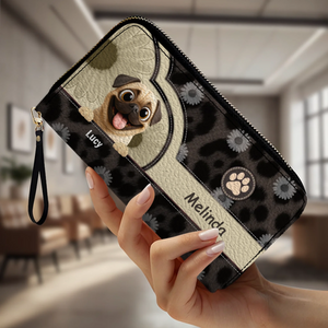 Personalized Pug Wallet - Custom Pet Illustration Leather Purse | 89Prints