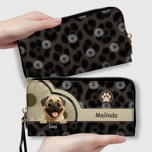 Personalized Pug Wallet - Custom Pet Illustration Leather Purse | 89Prints
