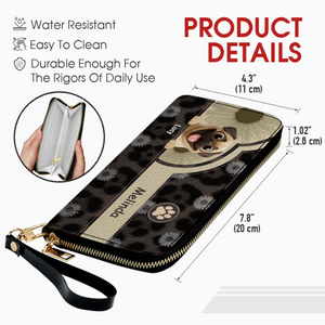 Personalized Pug Wallet - Custom Pet Illustration Leather Purse | 89Prints