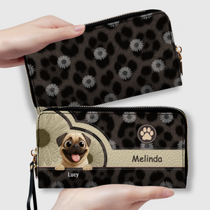 Personalized Pug Wallet - Custom Pet Illustration Leather Purse | 89Prints
