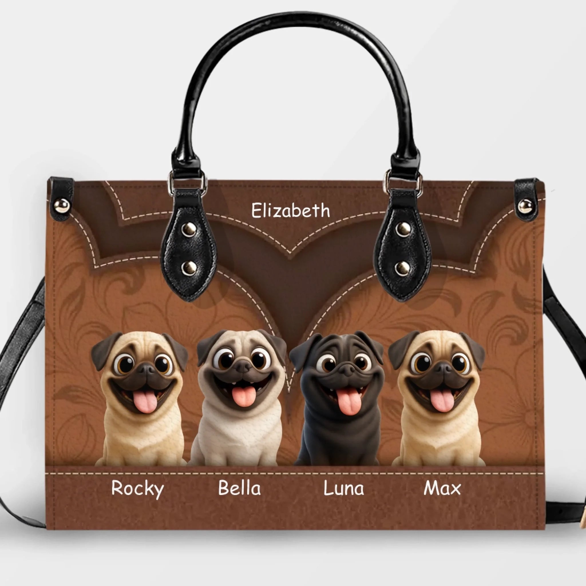 Custom Pug Handbag For Women - Layered Heart Stitch Artwork Gift | 89Prints