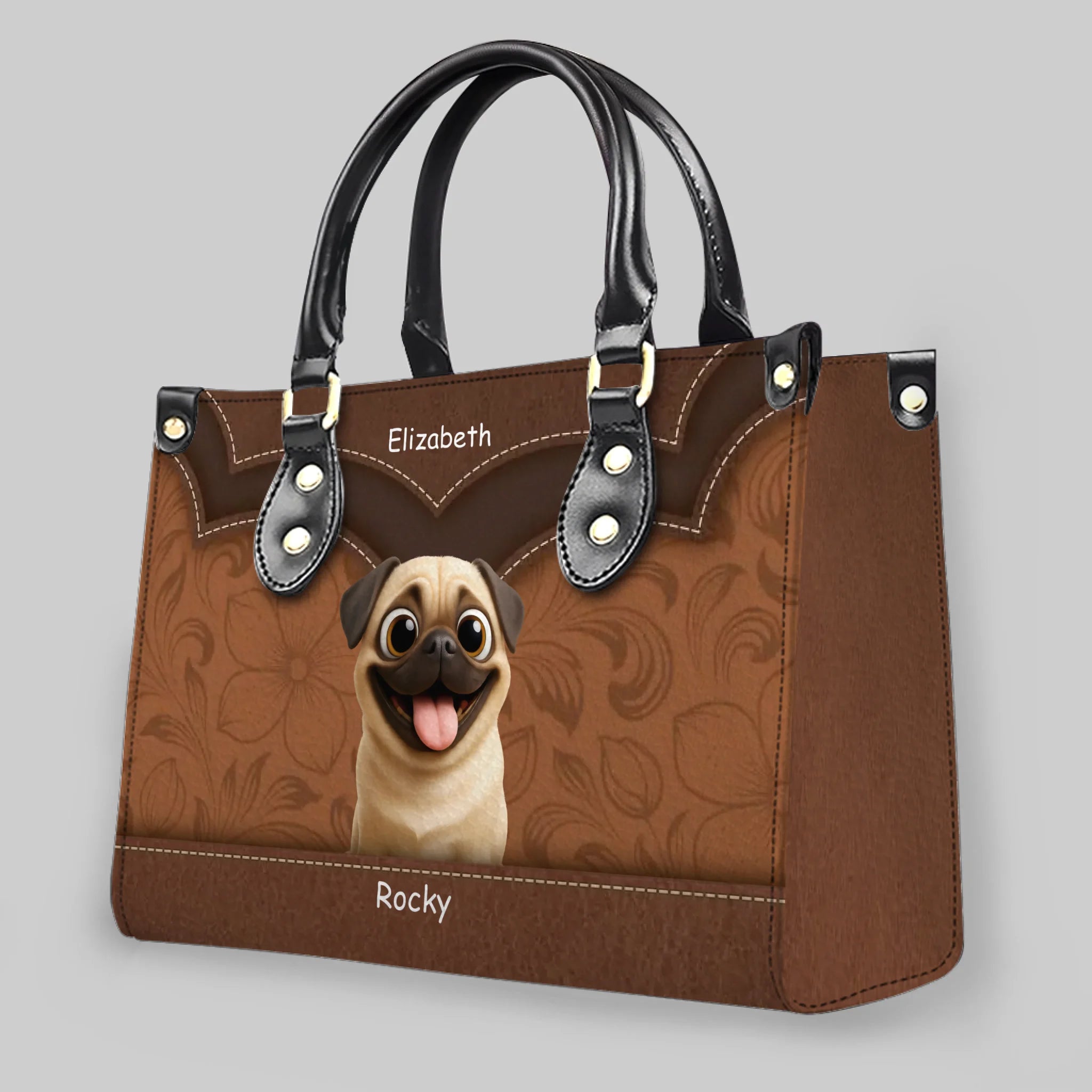 Custom Pug Handbag For Women - Layered Heart Stitch Artwork Gift | 89Prints
