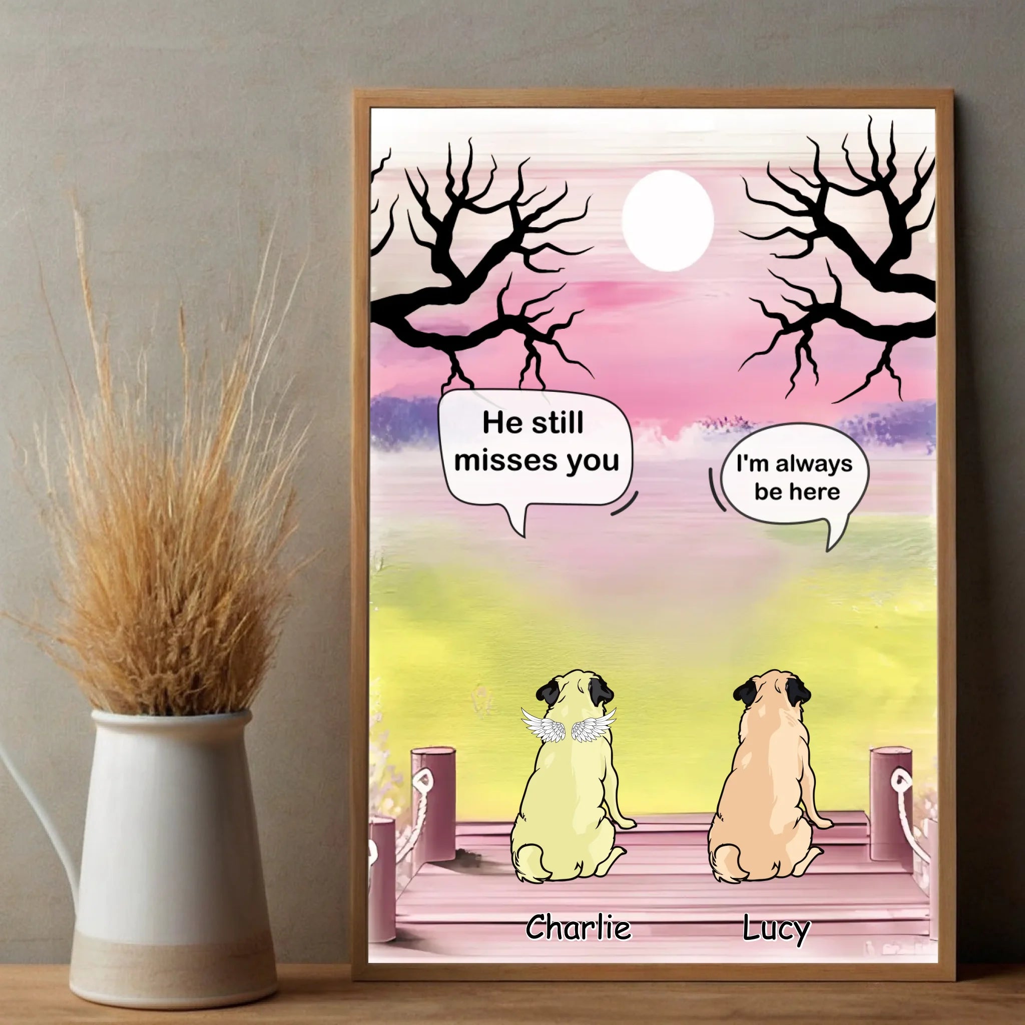 Customized Pug Lover Poster – Sympathy Wall Art For Pet Loss | 89Prints