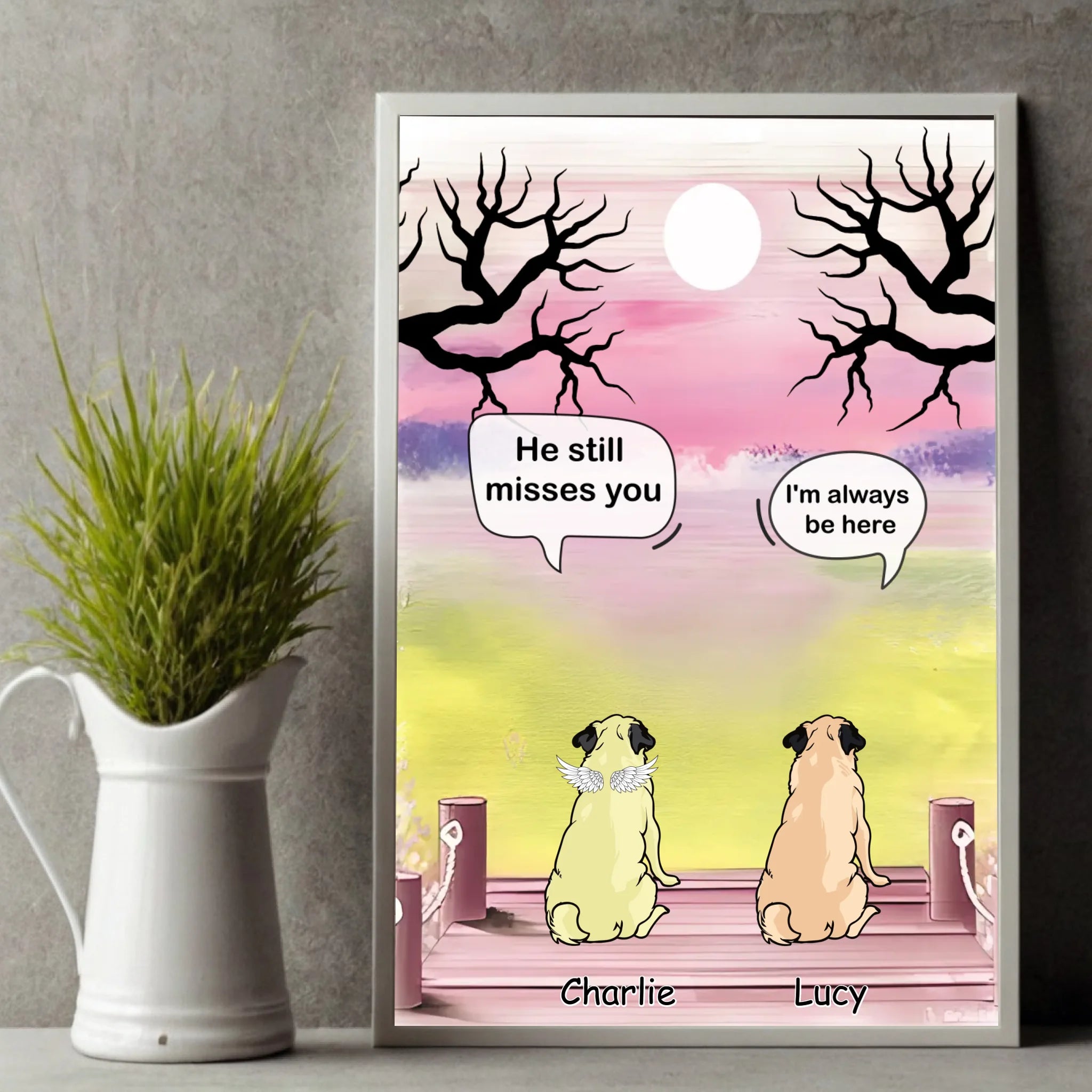 Customized Pug Lover Poster – Sympathy Wall Art For Pet Loss | 89Prints